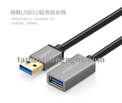 Ugreen 10494 0.5M màu Đen Cáp tín hiệu nối dài USB 3.0 dáng dây nhỏ cao cấp US115 30010494